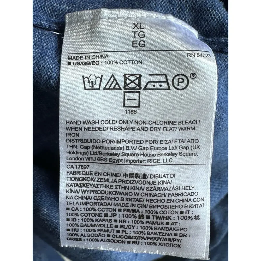 Banana Republic Chambray Trim Pullover Sweater in Lapis Blue Men’s XL